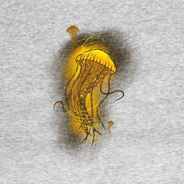 Floating golden jellyfish by Shadowbyte91